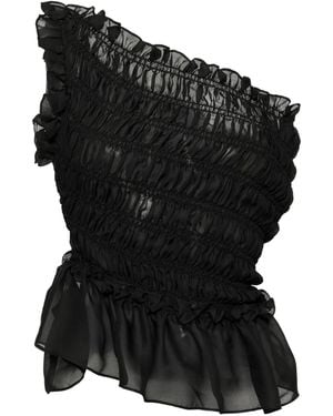 ROKH Smocked Off-Shoulder Top - Black