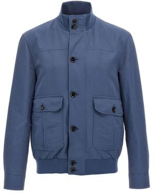 Brioni The 75th Bomberjacke mit Knöpfen - Blau