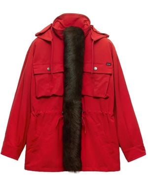 Prada Technische Stoffen Parka Met Lammy Afwerking - Rood