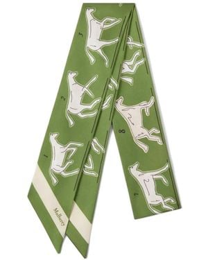 Mulberry Horse Print Skinny Scarf - Green
