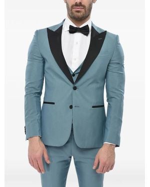 Corneliani Contrast-Trim Single-Breasted Suit - Blue
