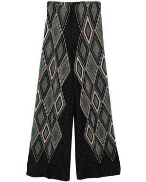Circus Hotel Argyle-Pattern Palazzo Trousers - Grey