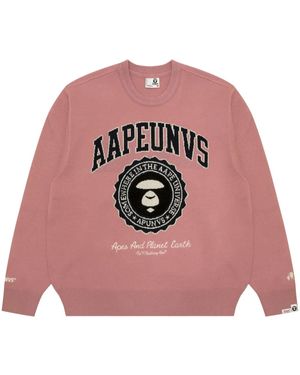 Aape By A Bathing Ape Embroidered-Logo Sweater - Pink