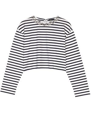 Maje Striped Long-Sleeved T-Shirt - White