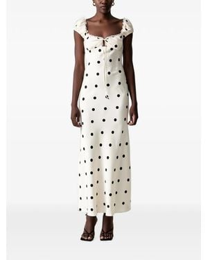 Bardot Stasia Polka-Dot Lace-Trim Maxi Dress - White
