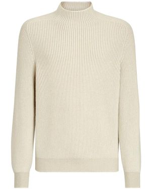 Brunello Cucinelli Cashmere English Rib Turtleneck Jumper - White