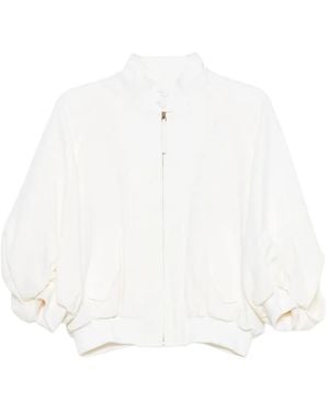Gabriela Hearst Puff-Sleeves Bomber Jacket - White