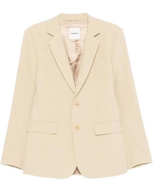 Sandro Button Linen Suit Jacket - Natural