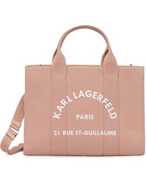 KARL LAGERFELD Logo-Print Canvas Tote Bag - Pink