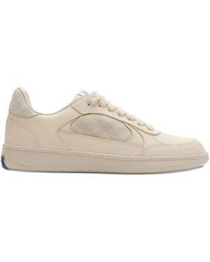 Burberry Terrace Sneakers Mit Kariertem Einsatz - Weiß