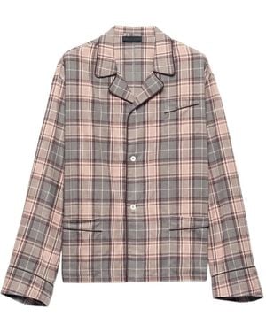 Prada Checked Patch-Pocket Shirt - Brown