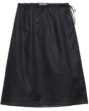 Prada Cotton Organdy Midi-Skirt - Black