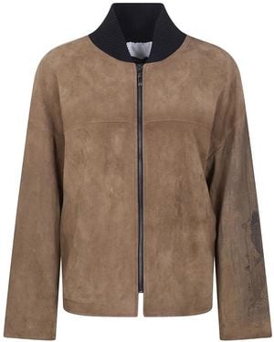 Ibrigu Chaqueta bómber con cremallera - Marrón