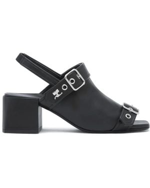 Courreges Gogo 70Mm Leather Sandals - Black