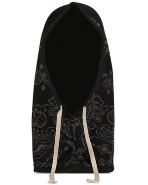 JUN/NAKAYAMA Paisley-Print Drawstring Balaclava - Black