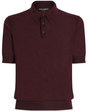 Dolce & Gabbana Fein Geripptes Poloshirt - Rot