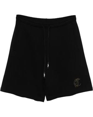 Just Cavalli Embroidered Track Shorts - Black