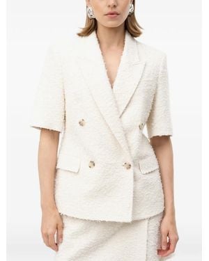 BOSS Double-Breasted Tweed Jacket - White