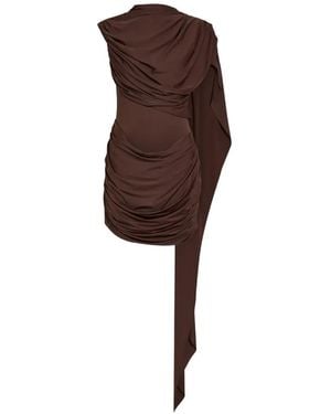 De La Vali Ravenna Drape-Detail Mini Dress - Brown
