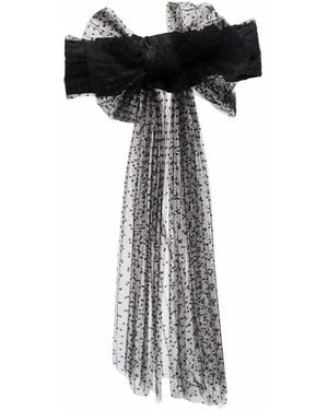 Red(V) Semi-Sheer Bow-Detail Belt - Black