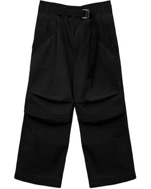 SAN263-1 Taped-Pockets Belt Trousers - Black