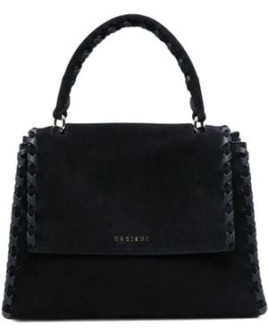 Orciani Braided-Trim Suede Tote Bag - Black