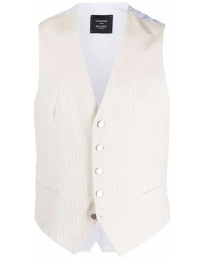 Tagliatore Corduroy Single-Breasted Waistcoat - White