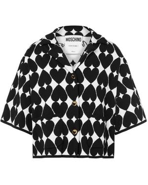 Moschino Heart-Motif Knitted Cotton Shirt - Black
