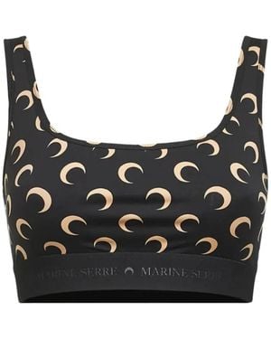 Marine Serre Recycled Moon Jersey Sport Bra - Black