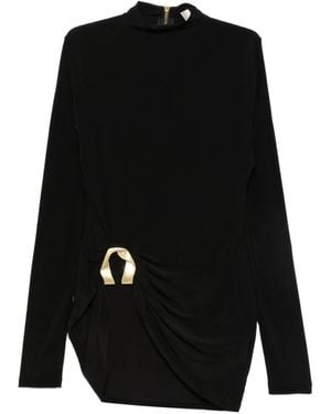 Aje. Haut Luma Froncé À Détails Métalliques - Noir