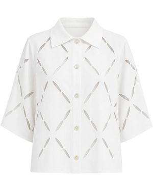 Liviana Conti Miranda Cut-Out Point-Collar Top - White