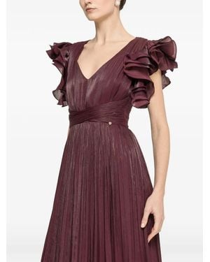 Nissa Ruffled Chiffon Maxi Dress - Purple