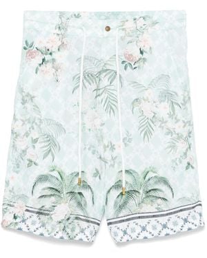 CAMILLA Jardim Party-Print Shorts - Blue