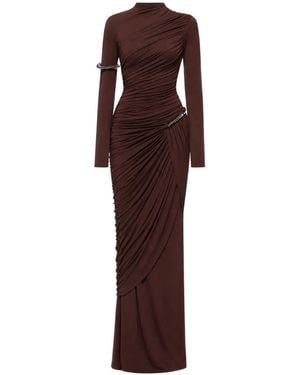 Chats by C.Dam Cdam33 Asymmetrical Ruched Maxi Dress - Brown