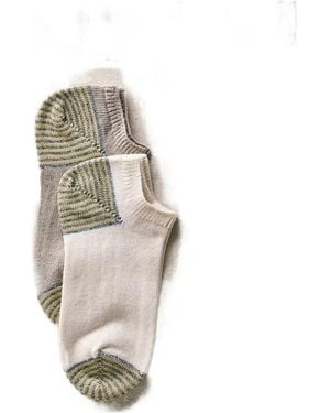 yahae Striped-Trim Trainers Set Of Two Socks - White