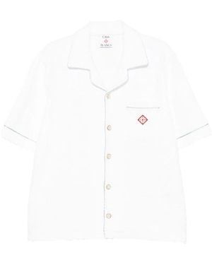 CASABLANCA Logo-Embroidered Textured-Finish Shirt - White