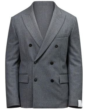 Paolo Pecora Pinstriped Double-Breasted Blazer - Grey