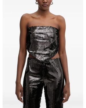 Haveone Sequin-Embellished Strapless Top - Black