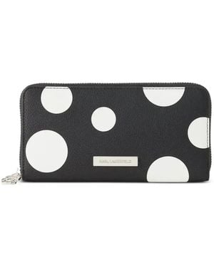 KARL LAGERFELD Ikon Pebble-Grain Continental Wallet - Black