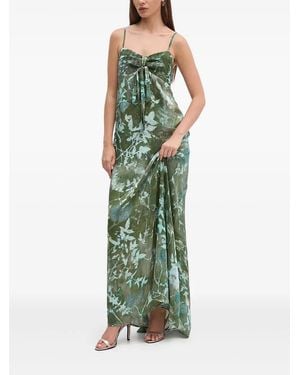 Sandro Ferrone Pleated Tie-Front Maxi Dress - Green
