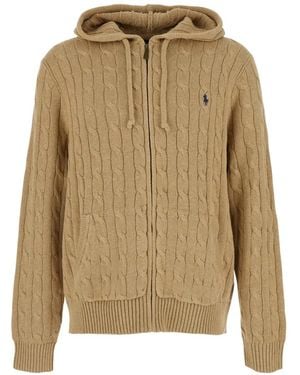 Polo Ralph Lauren Cable-Knit Zip-Up Hoodie - Natural