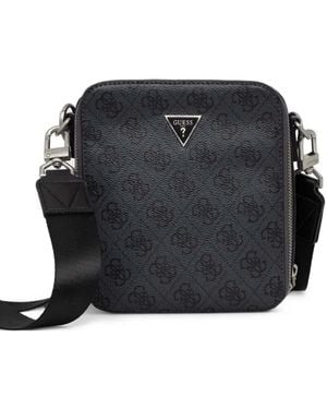 Guess Mini Torino 4G Logo Monogram-Print Messenger Bag - Black