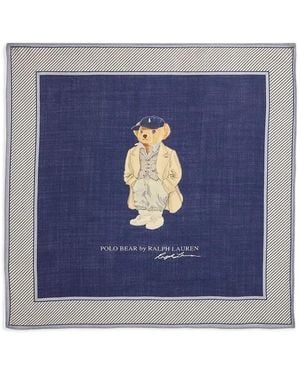 Polo Ralph Lauren Bear Print Border Scarf - Blue