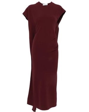 Victoria Beckham ドレープアシンメトリーミディドレス - パープル