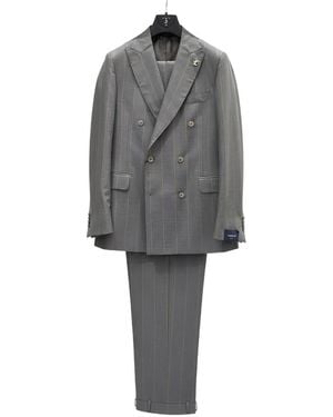 Tombolini Costume Rayé À Boutonnière Croisée - Gray