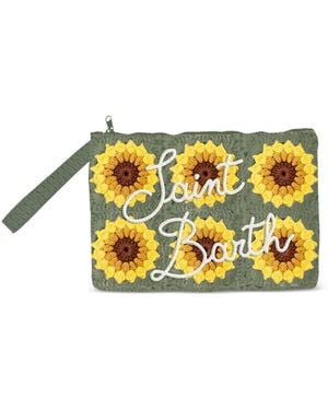 Mc2 Saint Barth Parisienne Crochet Clutch Mit Sonnenblumenstickerei - Gelb