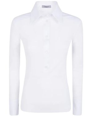 D.exterior Langärmeliges Poloshirt - Weiß