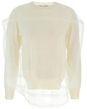 Comme des Garçons Pullover Mit Tüll-Overlay - Weiß