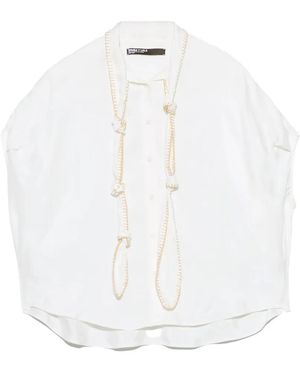 Bimba Y Lola Knotted Neckline Cape Shirt - White
