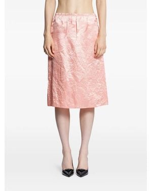 Prada Wrinkled-Effect Satin Skirt - Pink